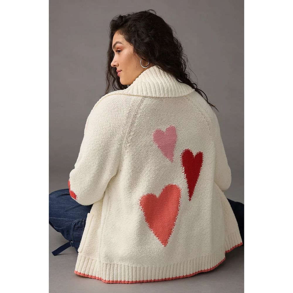 Anthropologie Maeve Heart Cardigan Sweater NWT Size Medium - Picture 6 of 6